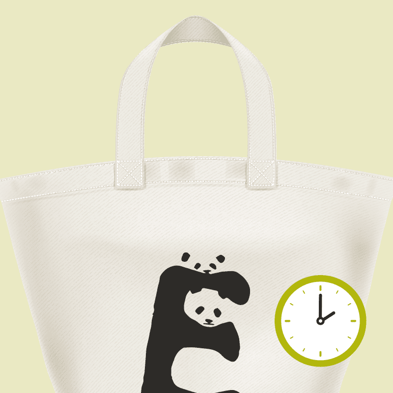 Illustration of a reusable shopping bag with a panda on it