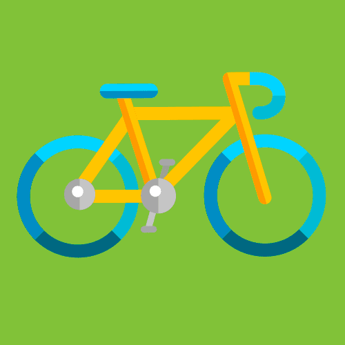 Illustration of a yellow and blue bicycle