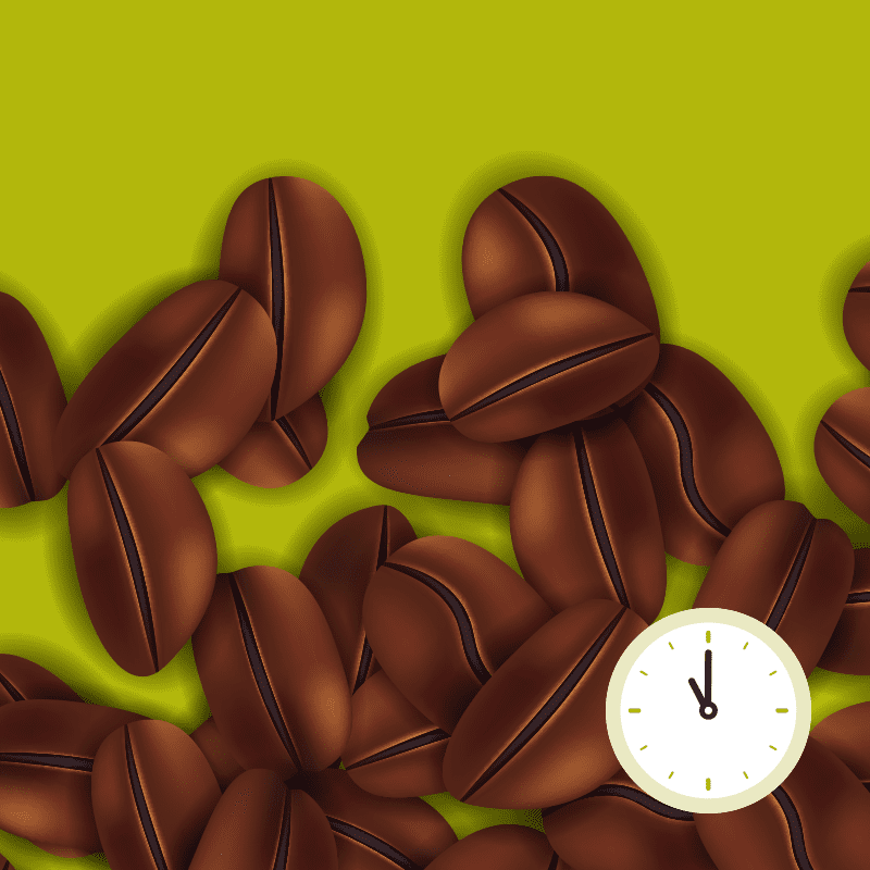 Illustration of coffee beans on a lime-green background