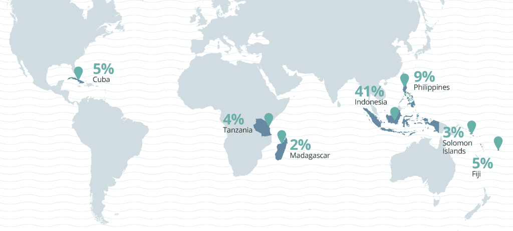 Map infographic of the world’s most resilient reefs