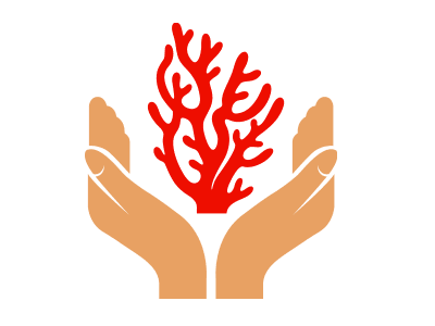 Illustration of two hands protecting coral