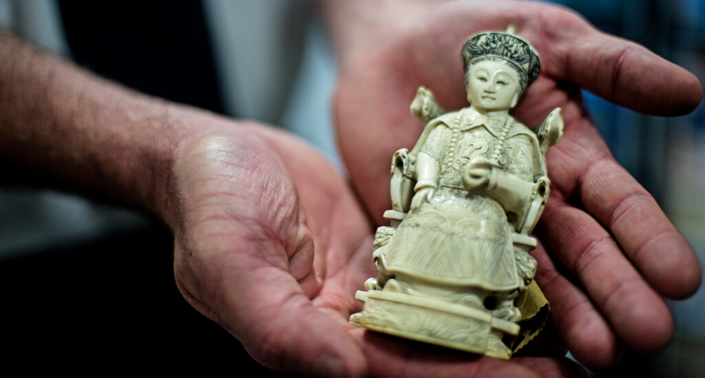 An elephant ivory souvenir seized by Border Force, Heathrow Airport