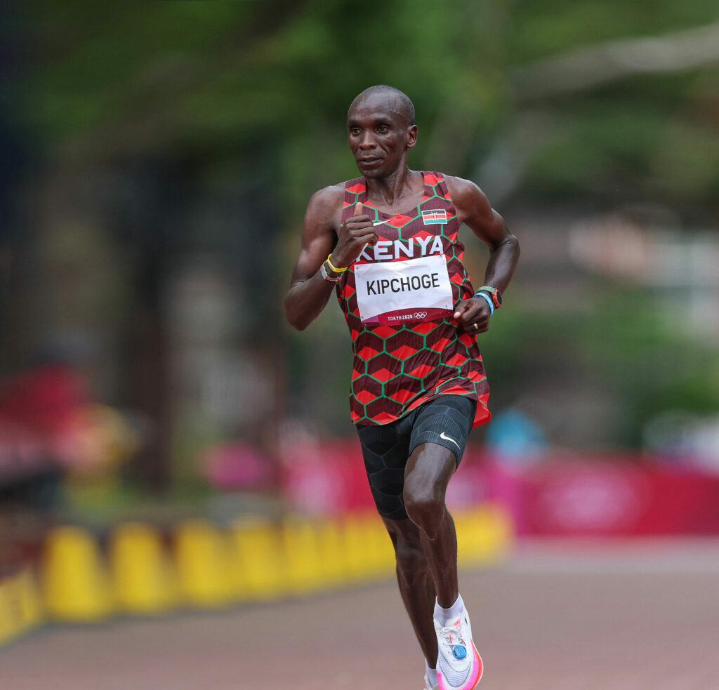 Eliud Kipchoge racing at the Tokyo 2020 Olympics