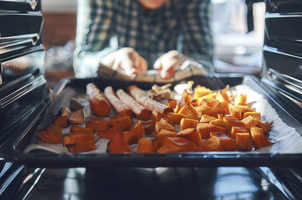 Roasting pumpkins in the oven