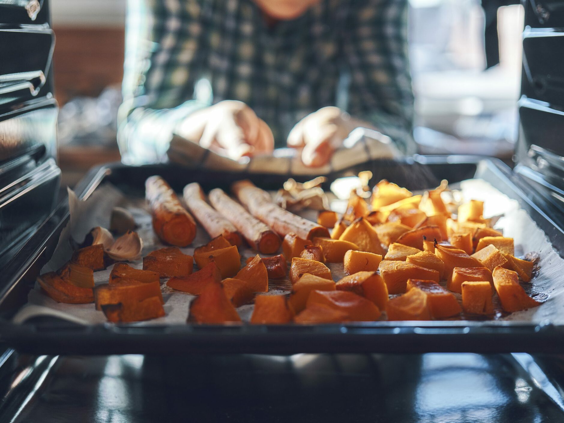 Roasting pumpkins in the oven